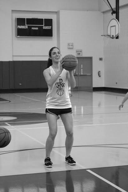 Senior Rebecca Ross works hard during basketball practice.