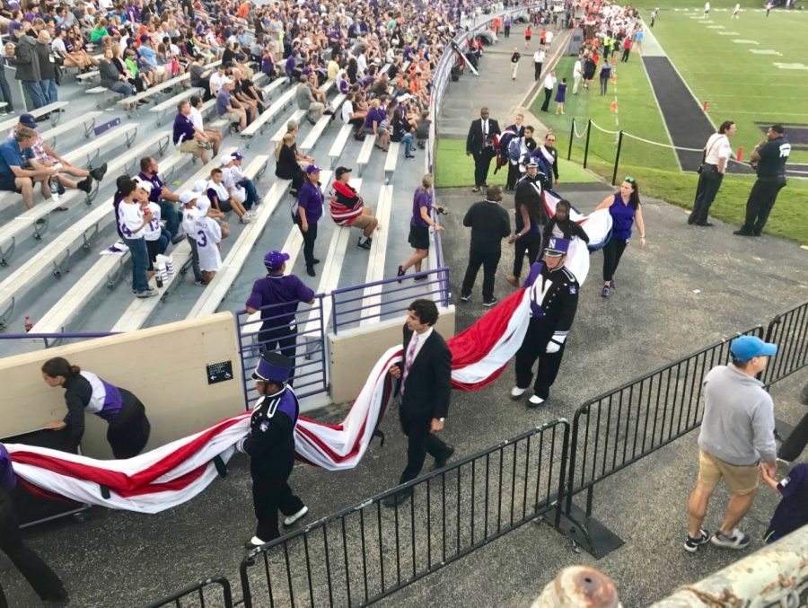 Northwestern football games are some of the many examples where the National Anthem and flag are presented prior to an event.