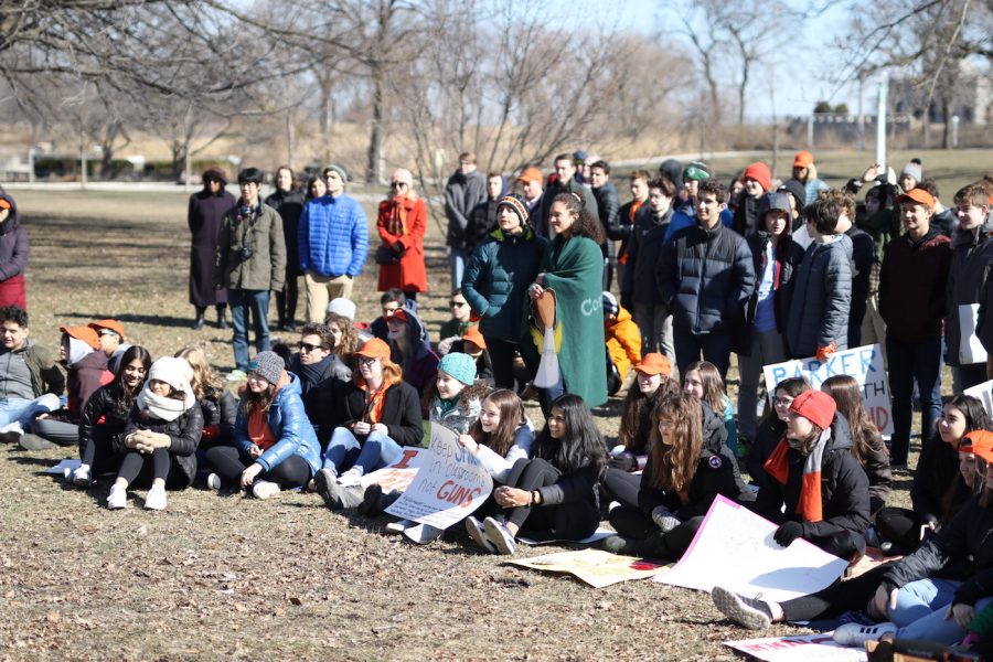 Students gather near Lincoln Parks South Pond for a historic school rally.
