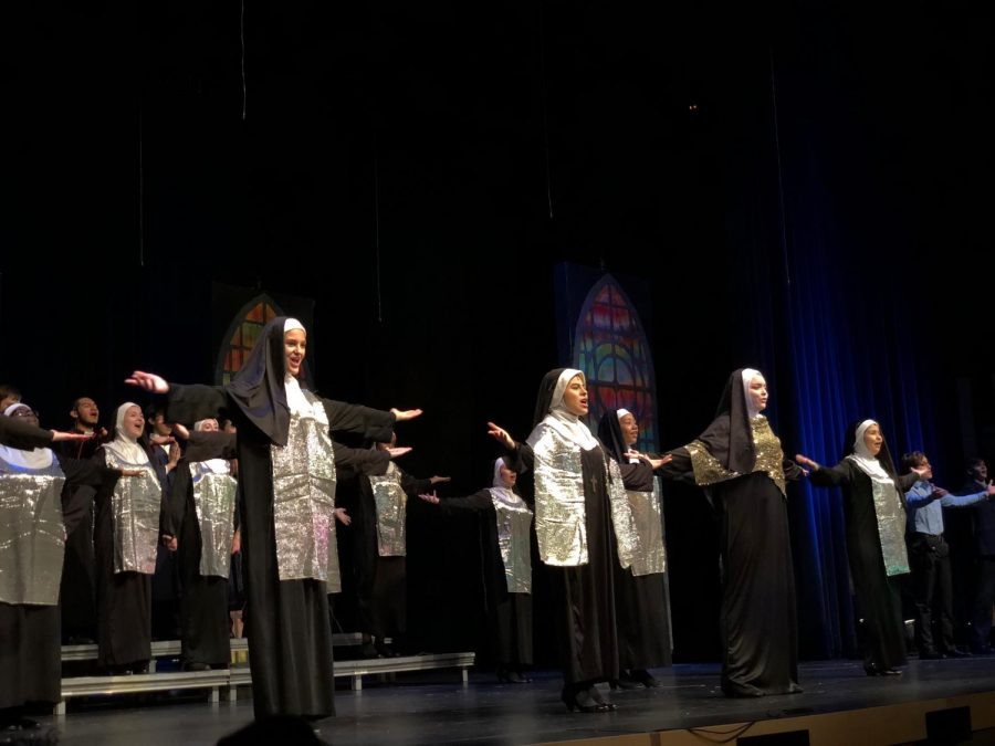 The Cast of “Sister Act” performs the closing number in the Friday performance. 