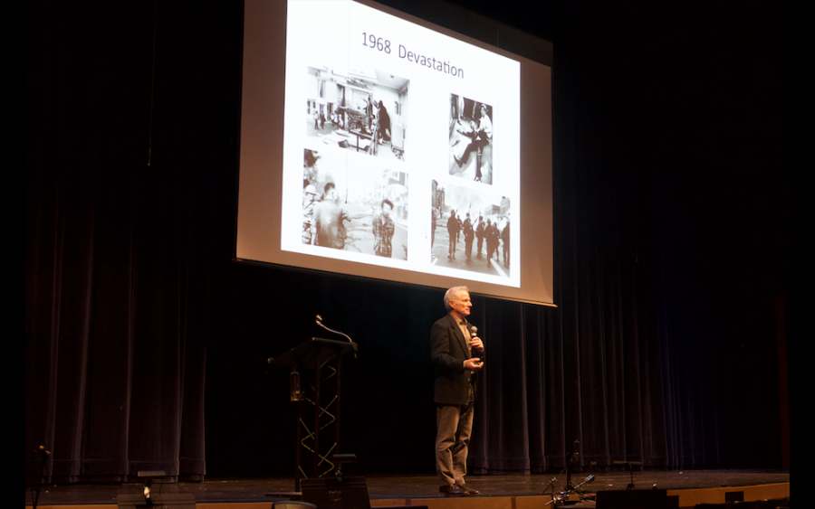 David Farber explains the riots in Chicago that followed Martin Luther King Jr.’s assassination during his evening lecture on Monday, March 19.