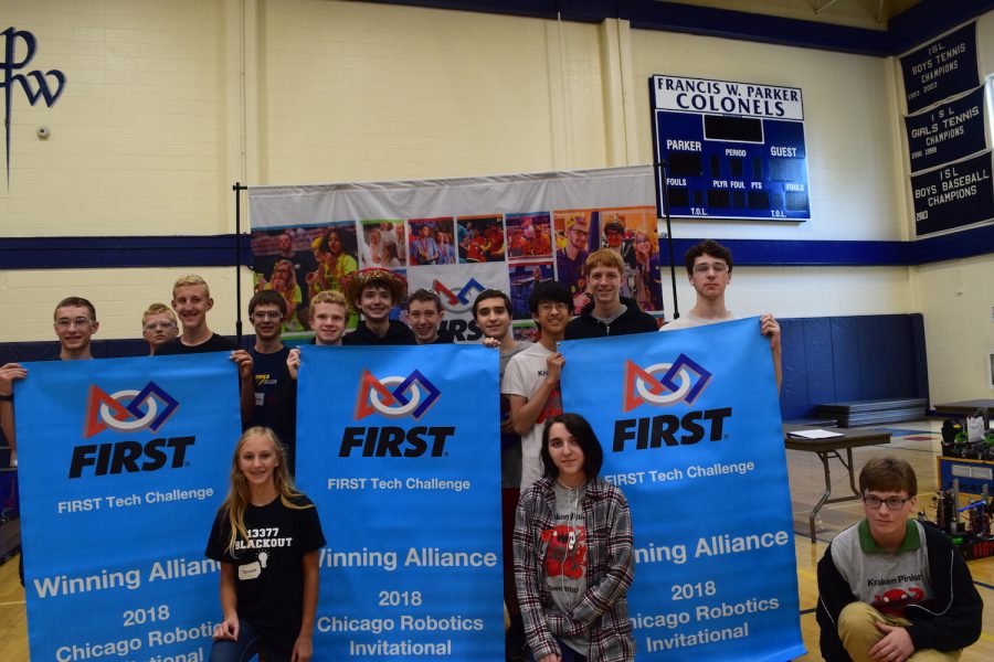 Winners of the FIRST Tech Challenge mile that the Chicago Robotics Invitational held at Parker this summer. 