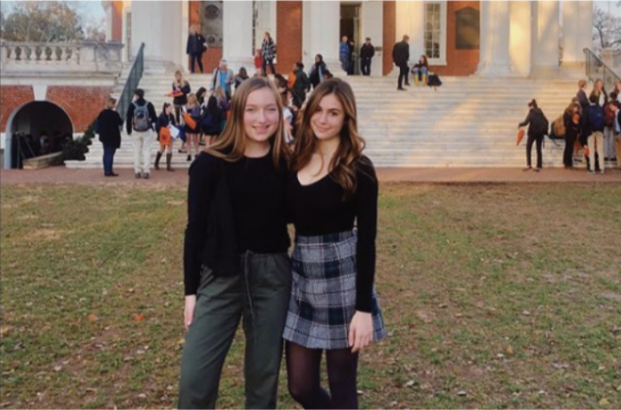 Sophomores Lilly Satterfield and Grace Conrad pose before Committee on Friday. Photo courtesy of Grace Conrad.