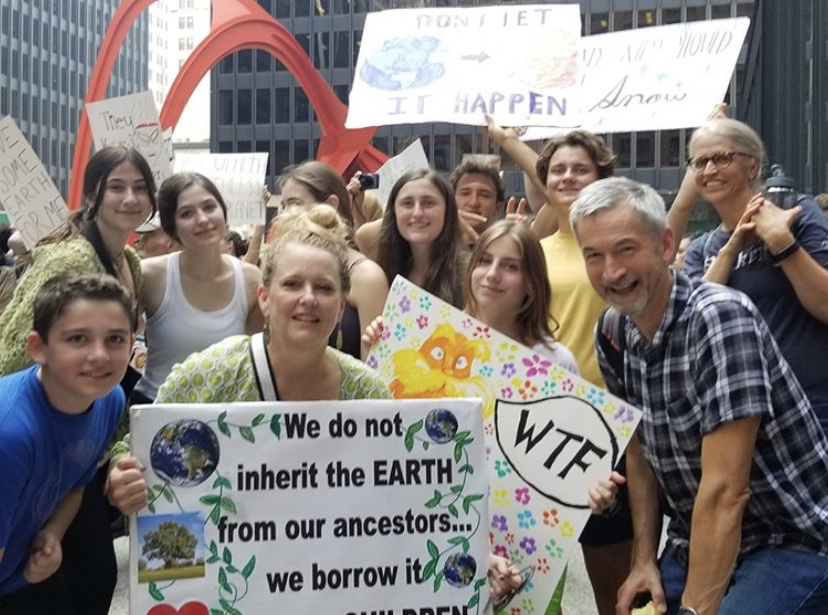 The Green Team smiles at the Chicago Youth Climate Strike.