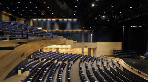 An image of the Parker auditorium, now empty due to the stay-at-home order. Photo courtesy of Project Management Advisors, Inc.