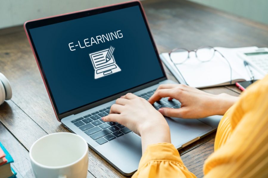 Laptop displaying E-Learning. Photo courtesy of Google Images, fair use.
