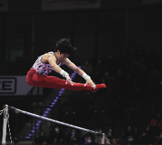 Sophomore Kai Uemura competes in a gymnastics competition while overseas in Germany.