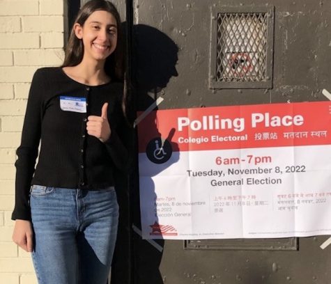 Saroya Ornelas Pagnucci poses for a photo outside of the polling place where she served as an election judge.