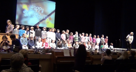 The Class of 2024 sings simple gifts during the Thanksgiving MX on Wednesday, November 26th, 2014.