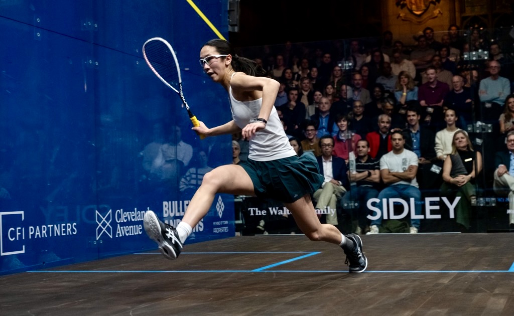 Ava Lin plays squash at the University Club Cathedral Hall.