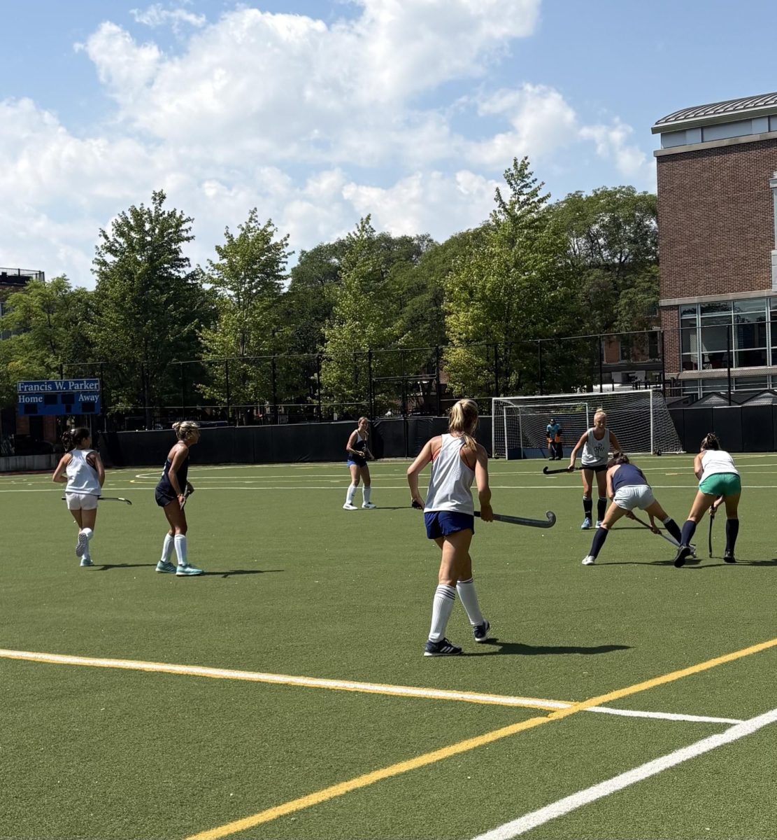 The Girls Field Hockey Team practices during preseason