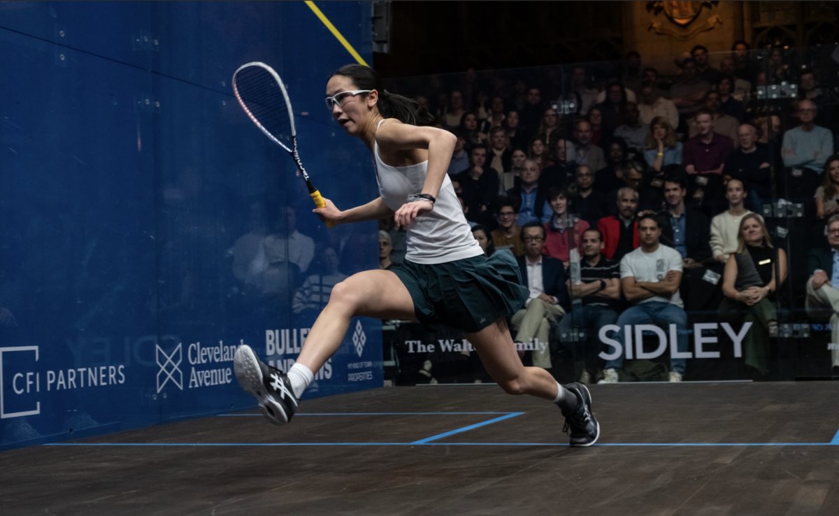 Senior Ava Lin plays squash at the University club of Chicago Windy City open in 2024