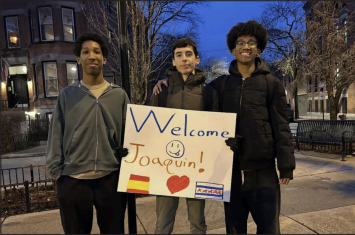 Senior Xavier Irons welcoming his exchange student, Joaquin, from Sevilla.